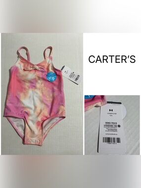 🆕CARTER’S - 12M - NWT - INFANT GIRLS - UPF 50+ PINK TIE DYE SWIMSUIT / SWIMWEAR